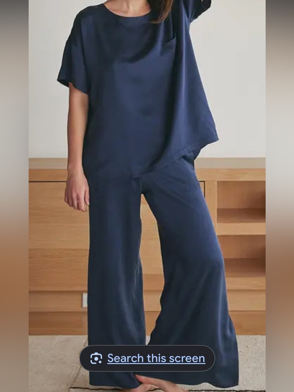 lunya Navy Relaxed Short Sleeve washable Silk Pajama Set. (Mix36)